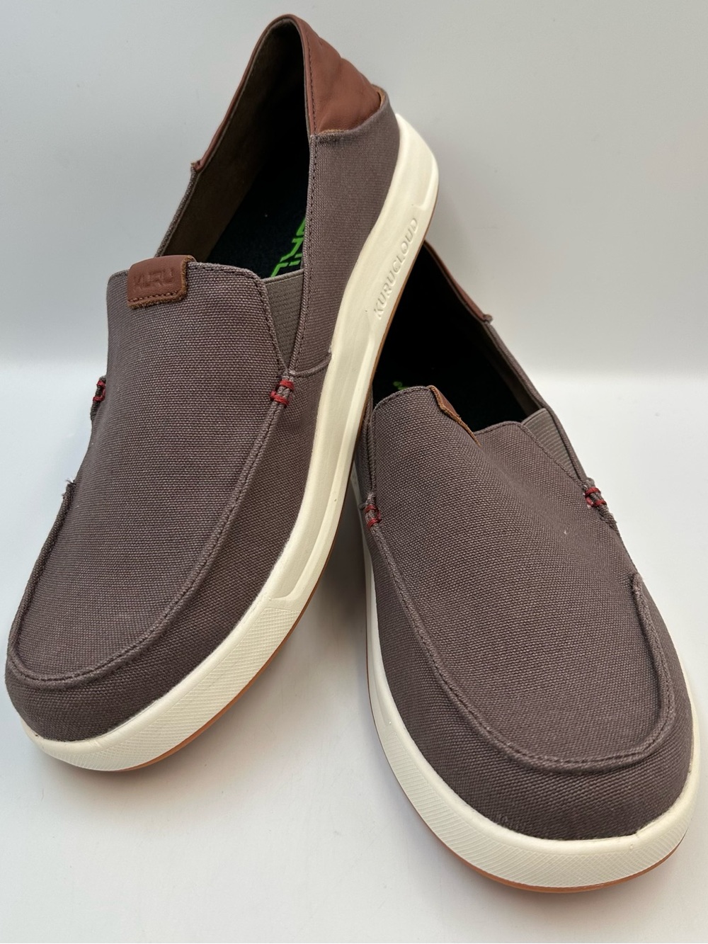 Kuru Pace Slip On Casual Shoe Mens 8.5M Orthotic Comfort Dark Ash Rich Walnut